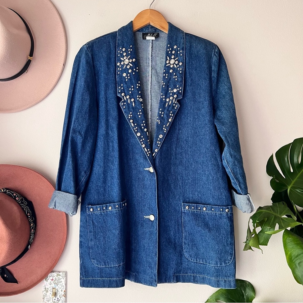 VINTAGE studded denim jacket MADE IN USA Women’s‎ SIZE SMALL
